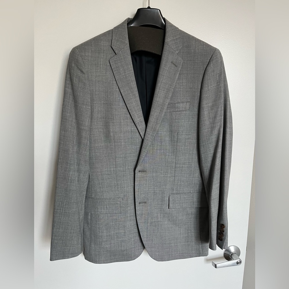 J Crew light grey suit, worn only a few times, size 40R jacket and 34/30 pants